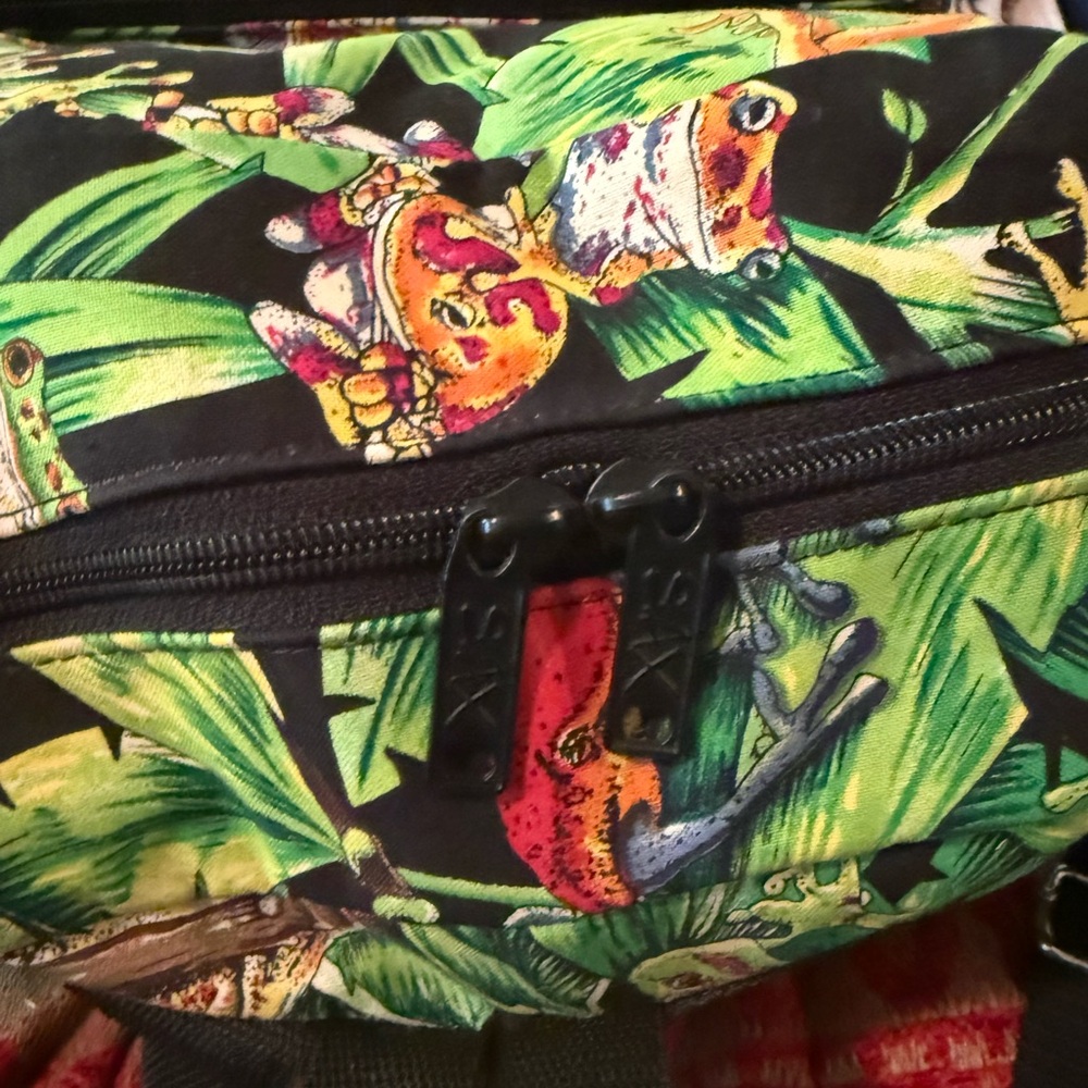 SAX brand backpack & purse with a tropical frog and leaf print - Picture 9 of 13